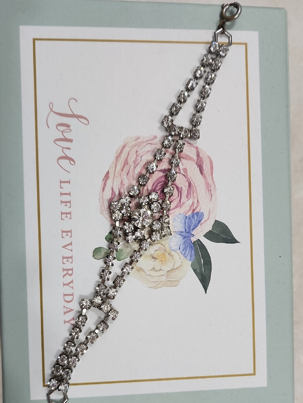 Vintage Silver Crystal Bracelet - Women's Jewelry